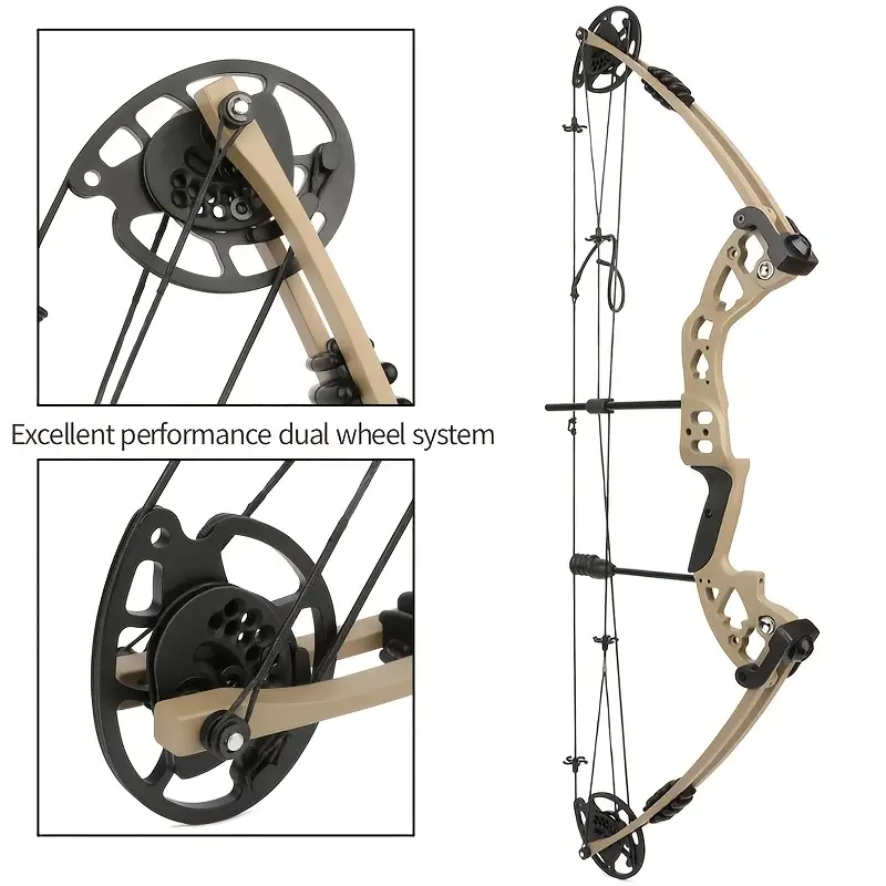Brown Compound Bow Kit 20-70lbs Adjustable Hunting Archery