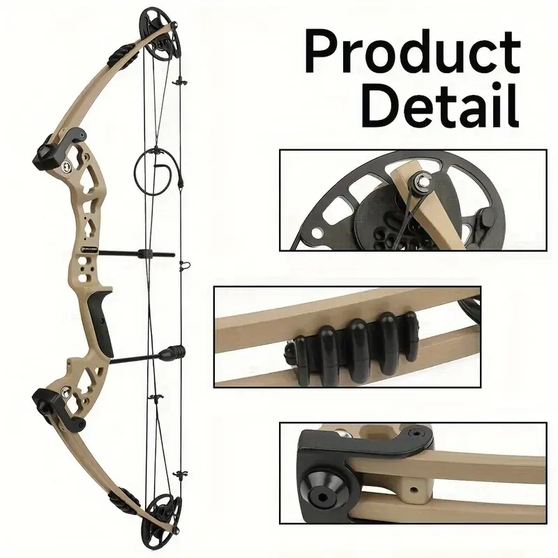 Brown Compound Bow Kit 20-70lbs Adjustable Hunting Archery
