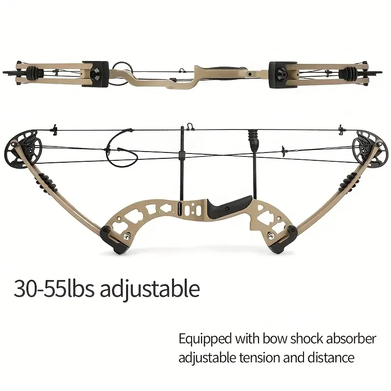 Brown Compound Bow Kit 20-70lbs Adjustable Hunting Archery