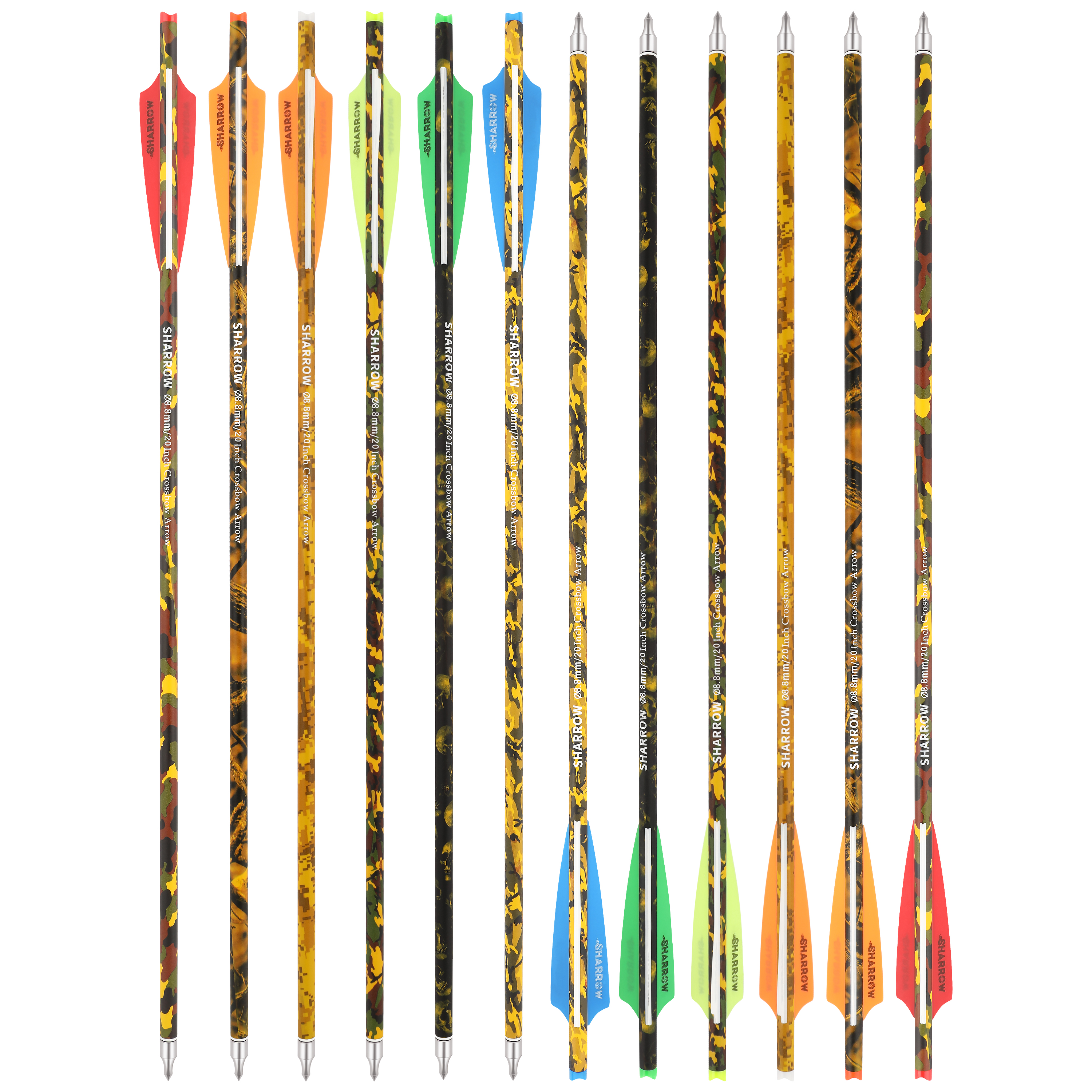 20 Hybrid Carbon Crossbow Bolts – 20" Archery Arrows For Bow Hunting – NIKA ARCHERY (12-24PK Options)