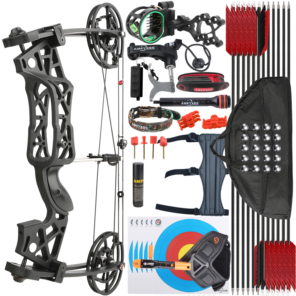 Tactical Dual-Use Hunting Compound Bow 40–65 lbs with Carbon Arrows & Steel Balls