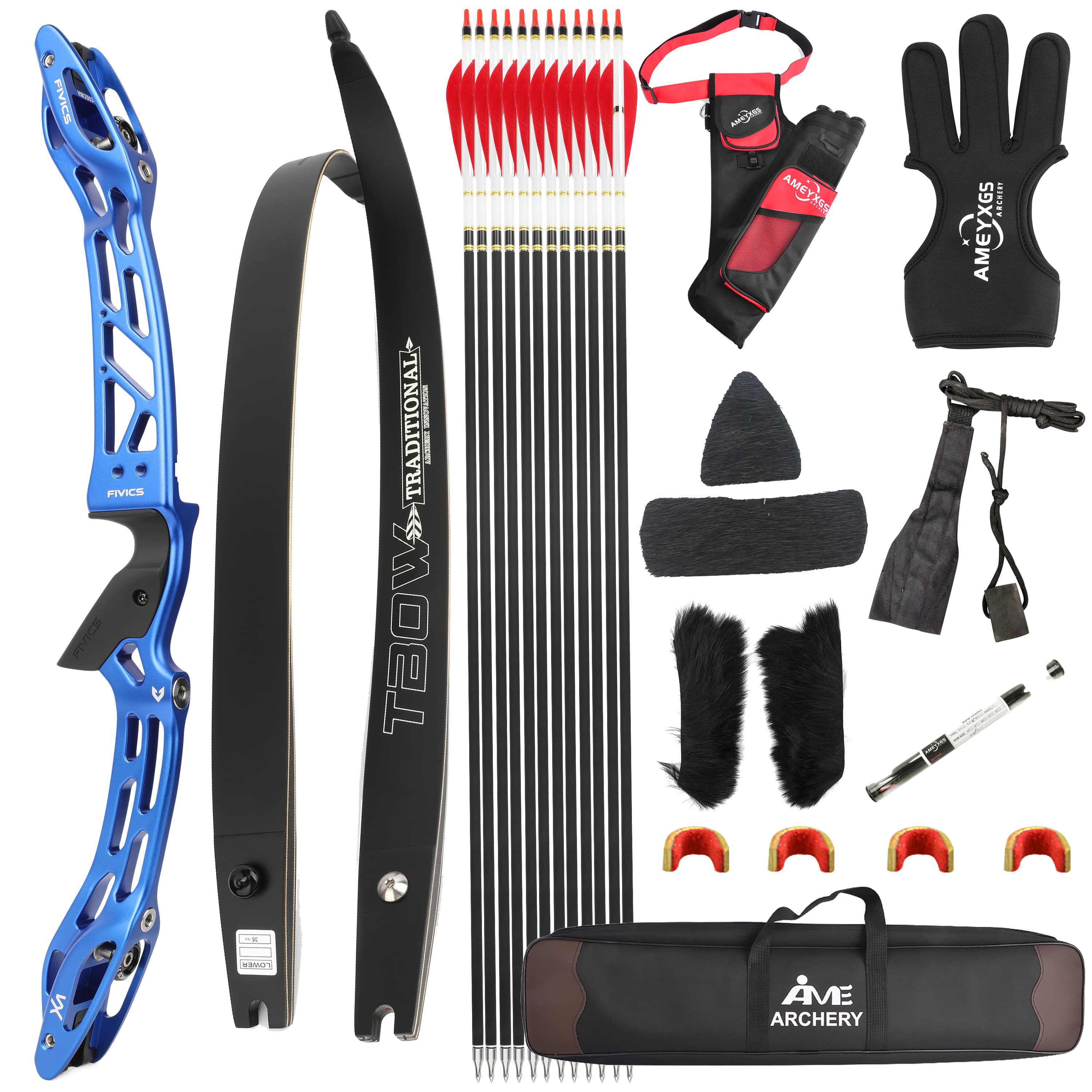 FIVICS 20-65bs Recurve Bow Kit Takedown Shooting Archery