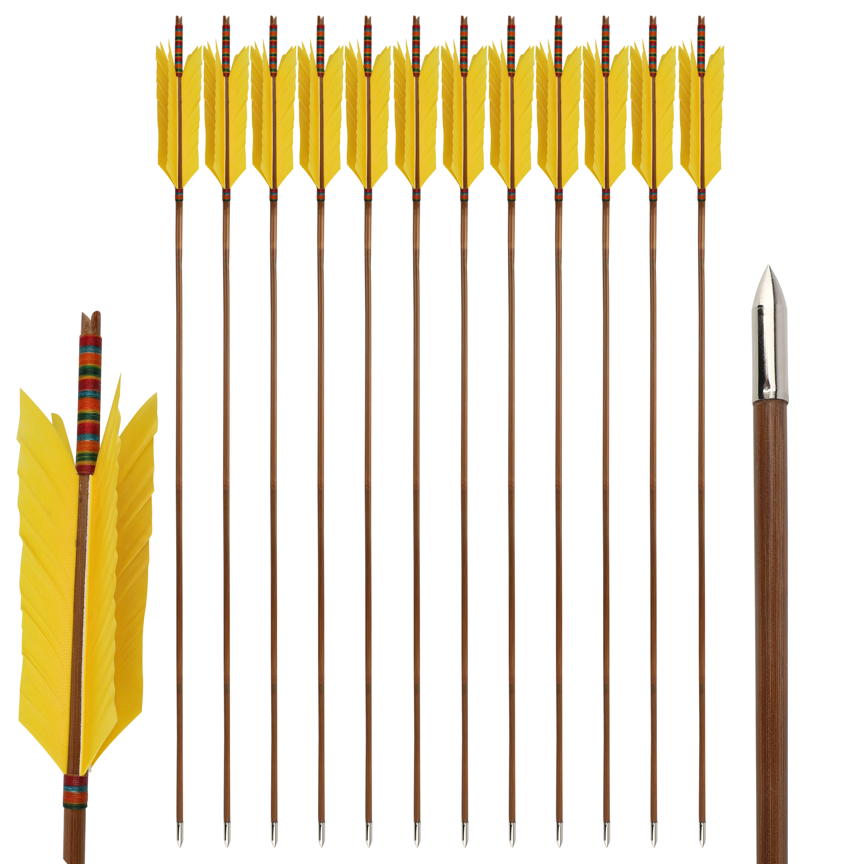 FLU FLU AMEYXGS Archery Bamboo Arrow Handmade for Traditional Longbow
