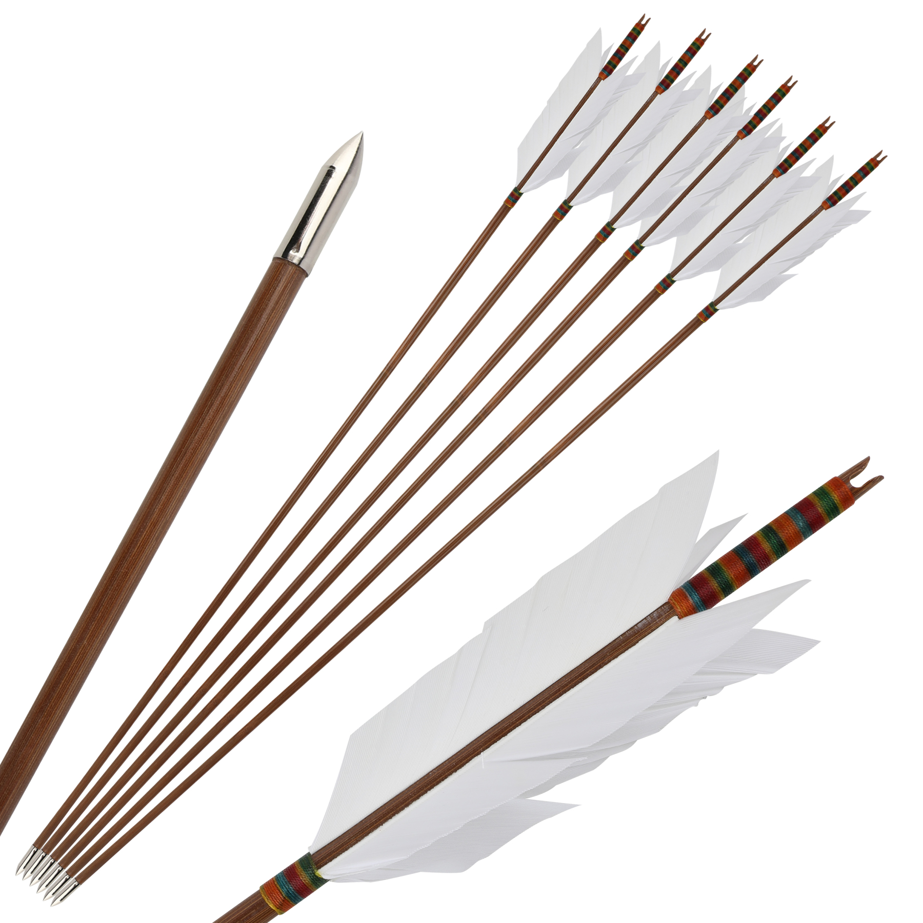 FLU FLU AMEYXGS Archery Bamboo Arrow Handmade for Traditional Longbow