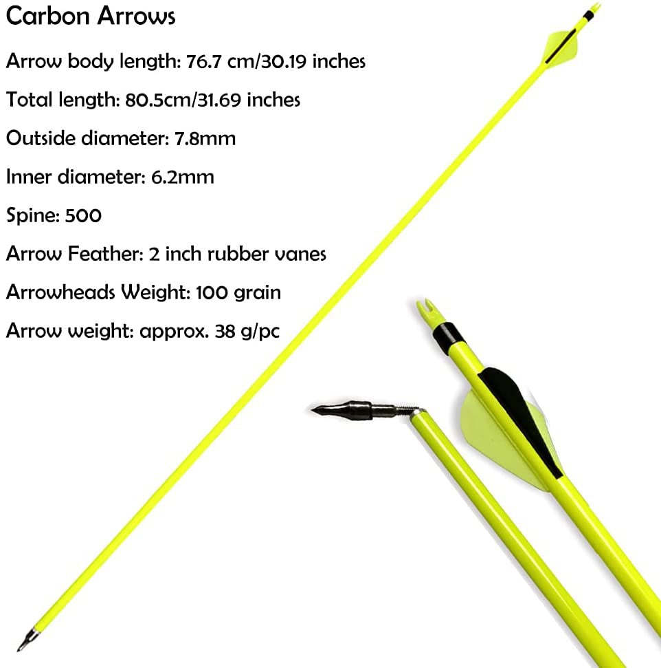 🎯Archery Carbon Arrows Broadhead for Recurve Compound Bow-AMEYXGS Archery