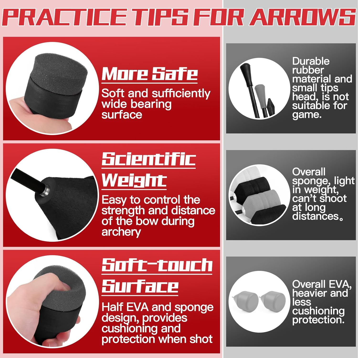 Foam Arrow Tip Arrowhead Practice for CS Archery Beginners Arrows