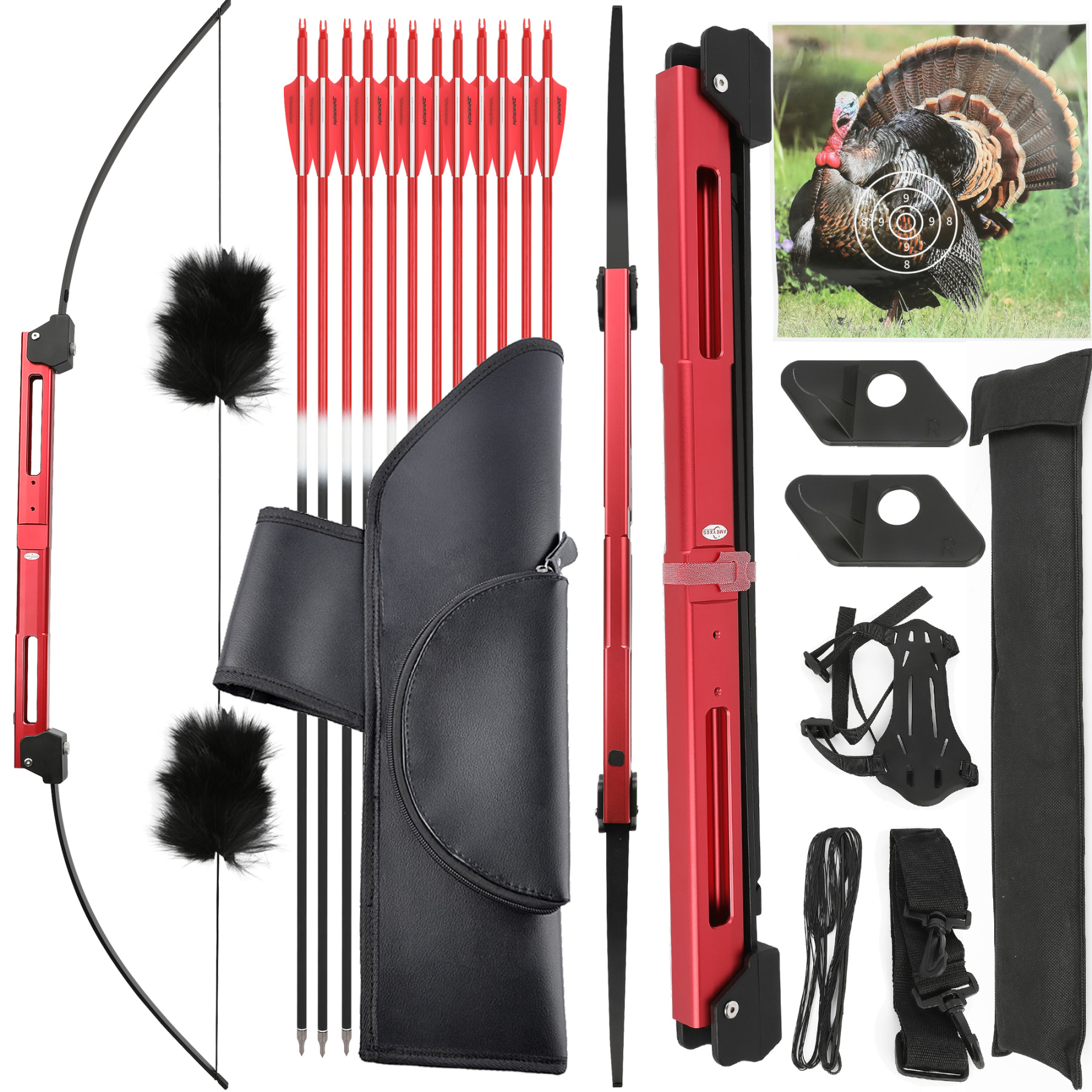 [Copy]AMEYXGS Archery Tactical Folding Survival Recurve Bow Left /Right Hand