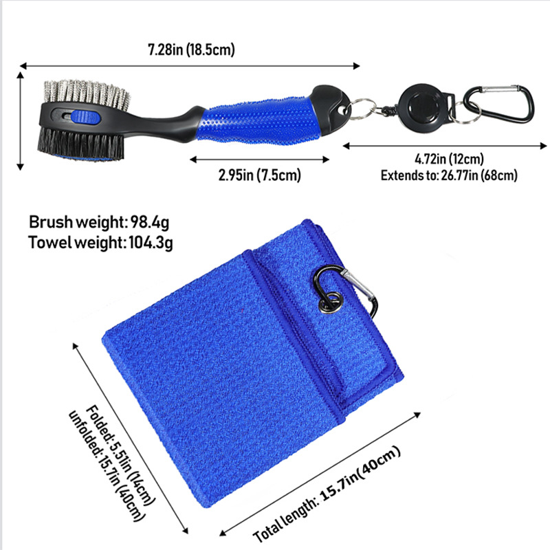 Golf Club Cleaning Brush with Wire & Nylon Bristles, Groove Cleaner Tool