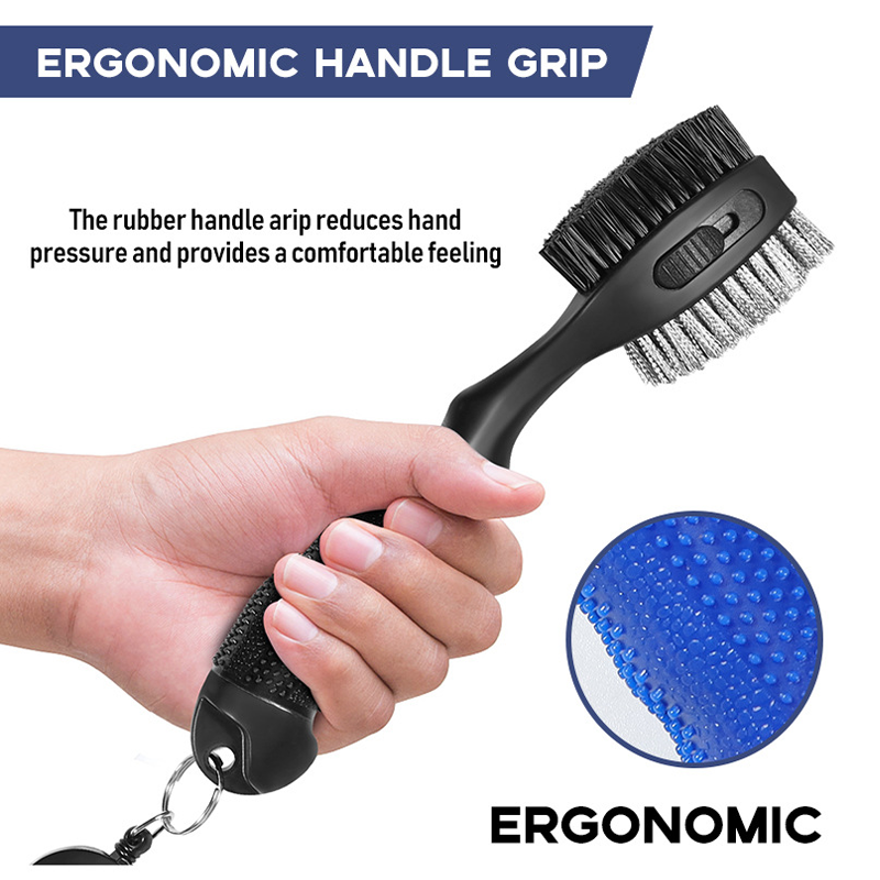 Golf Club Cleaning Brush with Wire & Nylon Bristles, Groove Cleaner Tool
