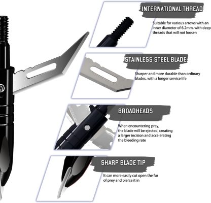 Hunting 12pcs Broadheads Archery + 1 pcs Black Broadhead Case 