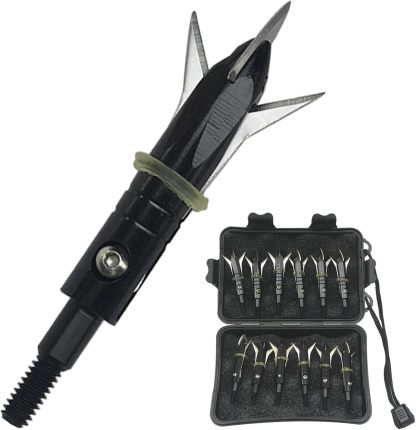 Hunting 12pcs Broadheads Archery + 1 pcs Black Broadhead Case 