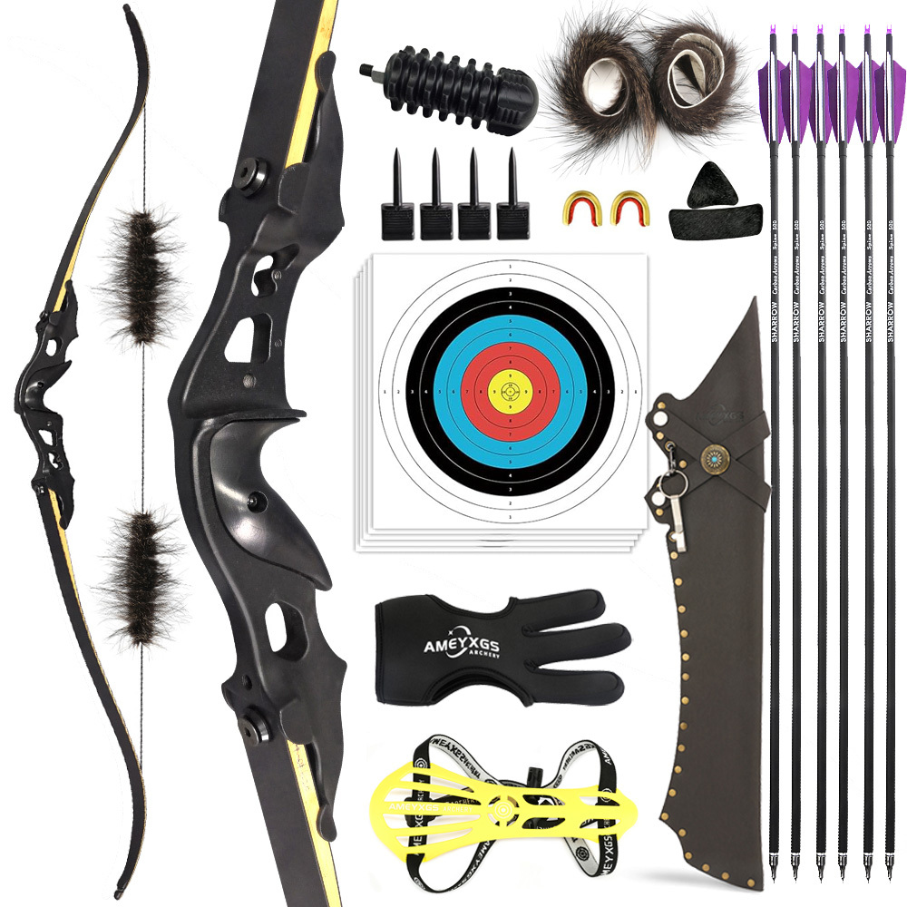 60" Hunting Recurve Bow 20-55lbs Takedown Aluminum Riser Archery