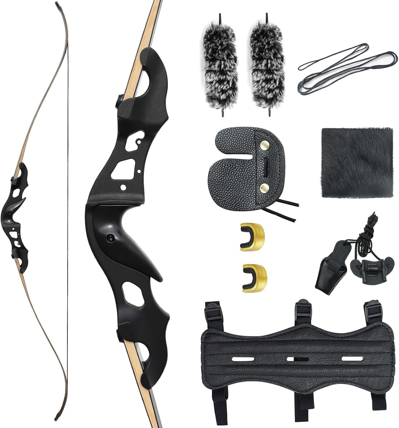 60" Hunting Recurve Bow 20-55lbs Takedown Aluminum Riser Archery