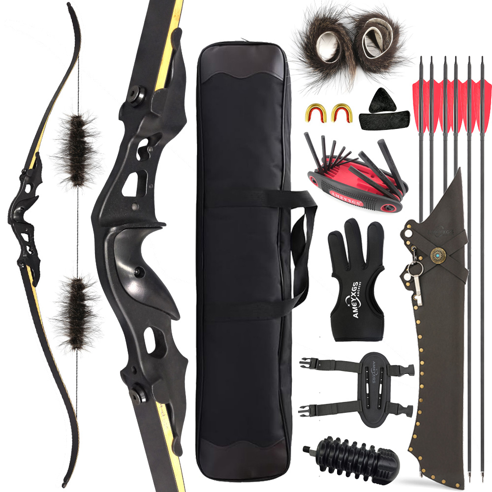 60" Hunting Recurve Bow 20-55lbs Takedown Aluminum Riser Archery