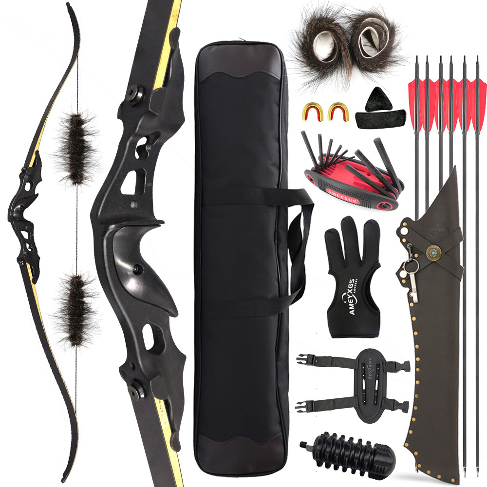 60" Hunting Recurve Bow 20-55lbs Takedown Aluminum Riser Archery