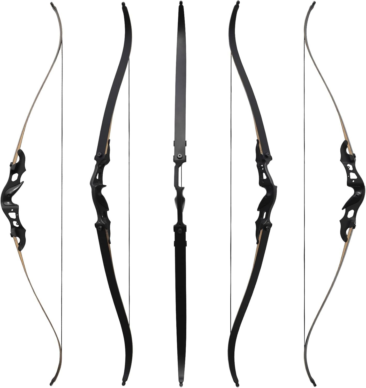 60" Hunting Recurve Bow 20-55lbs Takedown Aluminum Riser Archery
