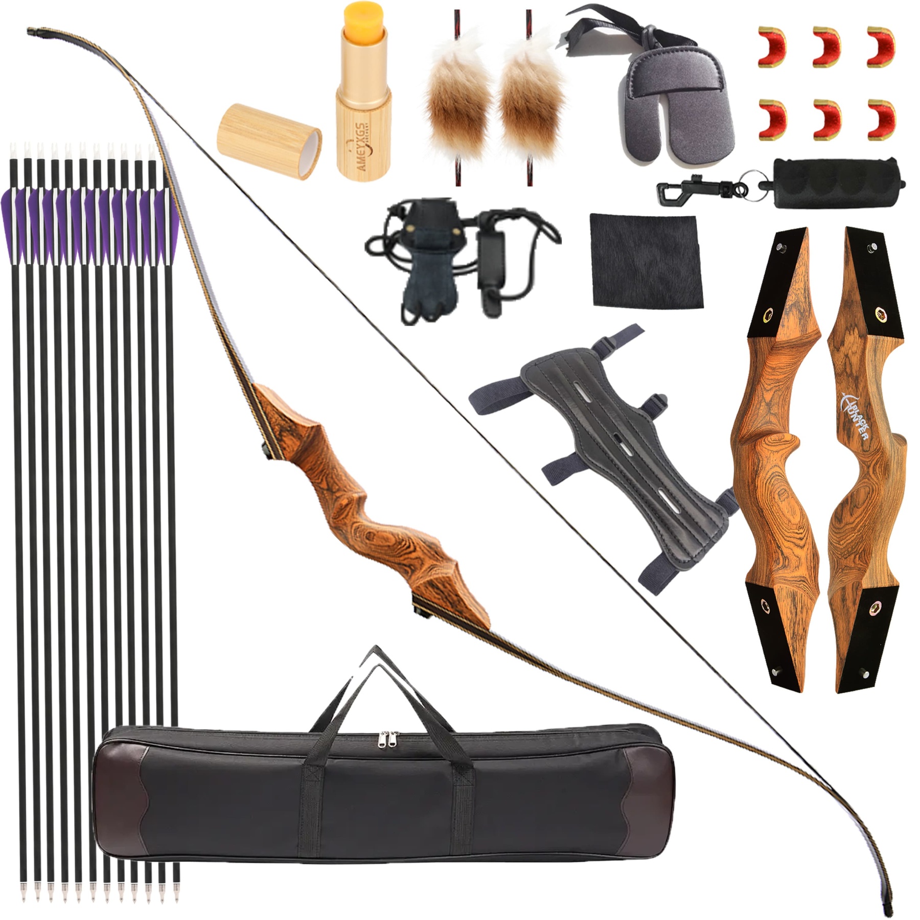 BLACK HUNTER Archery Hunting Recurve Bow 40lbs With Arrow