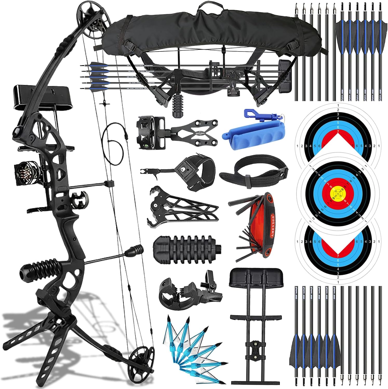 JUNXING BATTLESHIP Compound Bow Kit with Accessories 30-55lbs