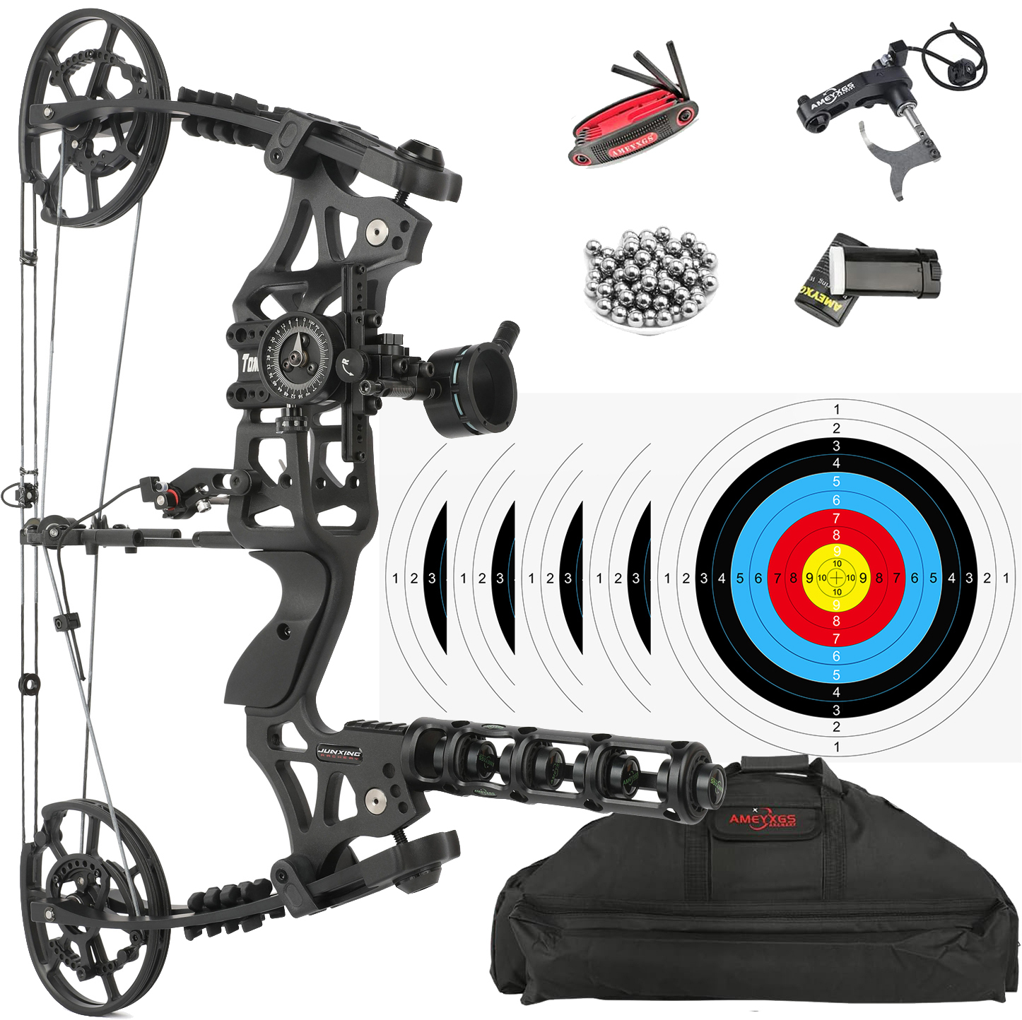 Dual-Purpose M109EA Compound Bow Kit Archery Hunting& Catapult Steel Ball