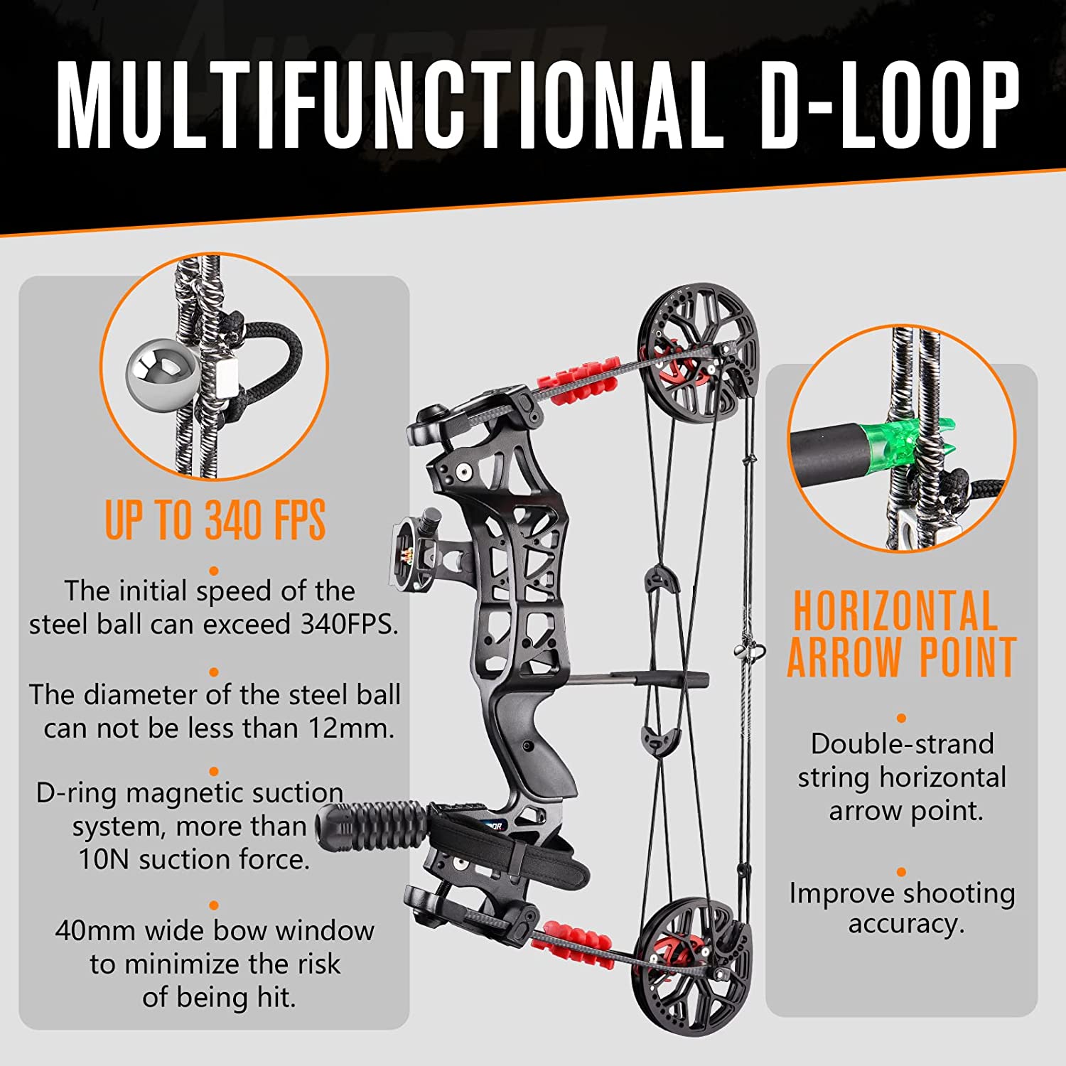 🎯JUNXING M109E Dual Purpose Compound Bow Kit with 100 Pcs Steel Balls-AMEYXGS Archery