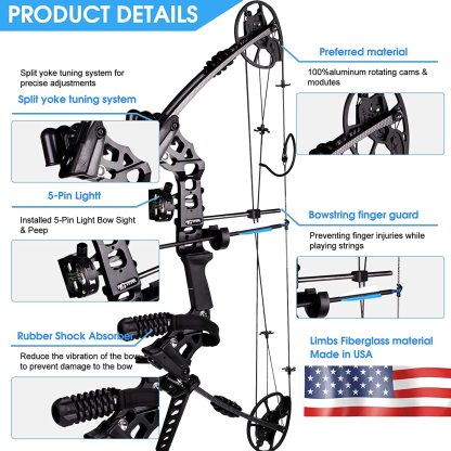 🎯JUNXING M120 Compound Bow and Arrow Kit for Practice Hunting-AMEYXGS Archery