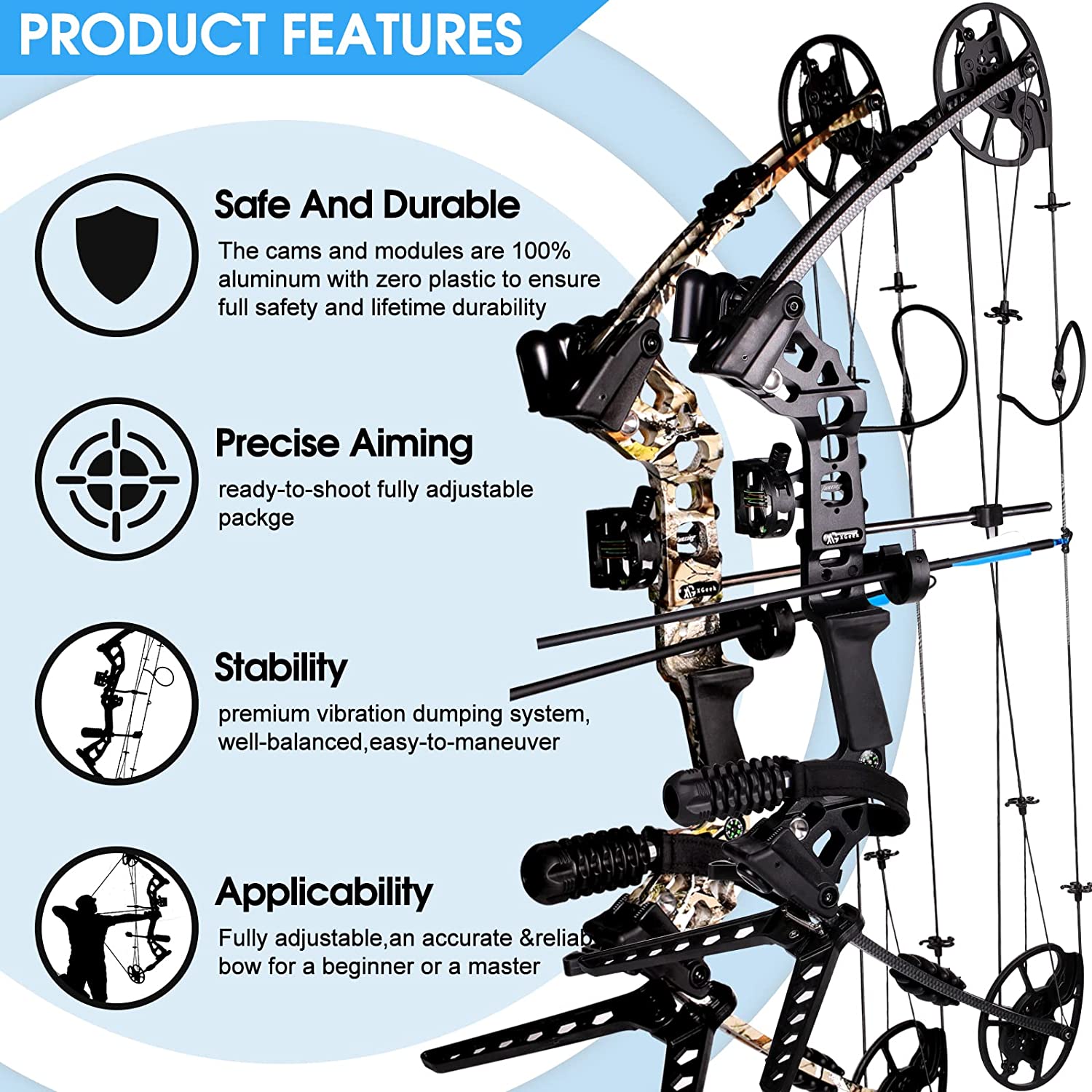 🎯JUNXING M120 Compound Bow and Arrow Kit for Practice Hunting-AMEYXGS Archery