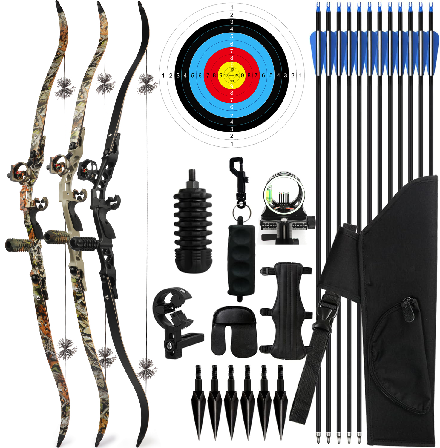 64" ILF JUNXING F166 Recurve Bow 30-60lbs Takedown Archery