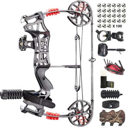 🎯JUNXING M109E Dual Purpose Compound Bow Kit with 100 Pcs Steel Balls-AMEYXGS Archery