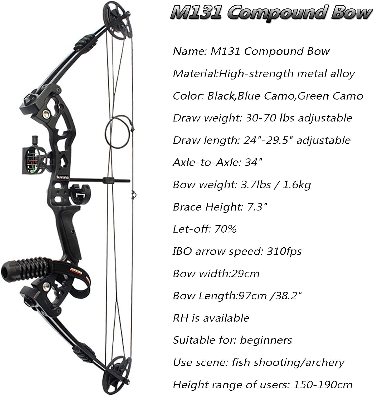 🎯30-70lbs M131 Archery Compound Bow Adults Teens Arrow Catapults-AMEYXGS Archery