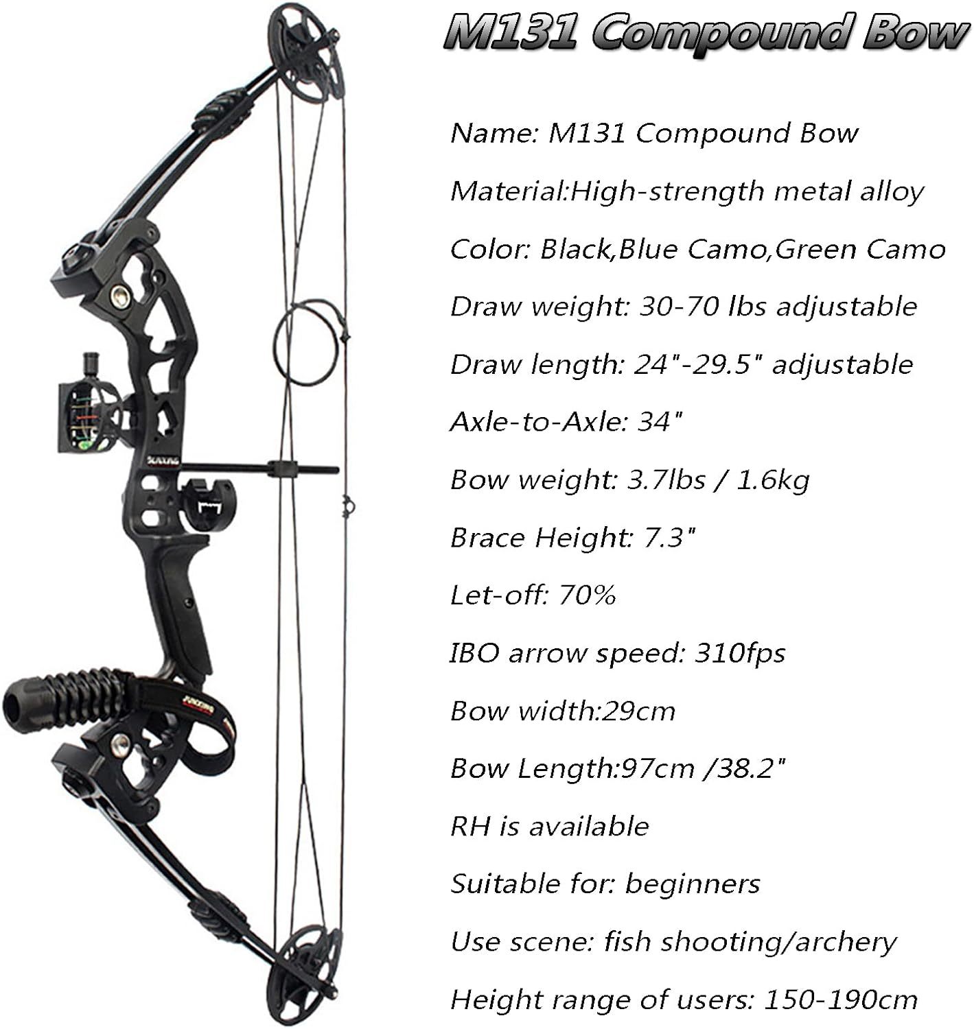 🎯30-70lbs M131 Archery Compound Bow Adults Teens Arrow Catapults-AMEYXGS Archery