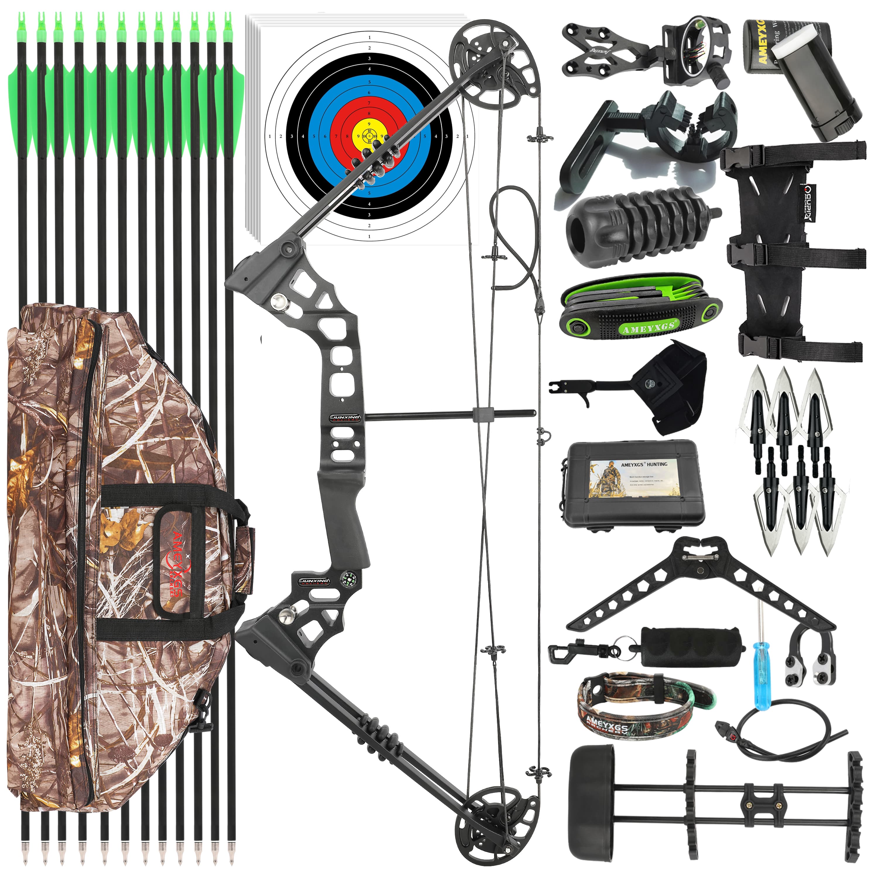 Junxing X8 Compound Bow Kit RH&LH fo Hunting & Target Practice