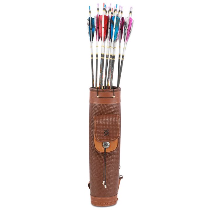 Leather Archery Back Quiver Arrow Holder for Hunting