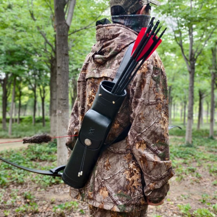 Leather Archery Back Quiver Arrow Holder for Hunting