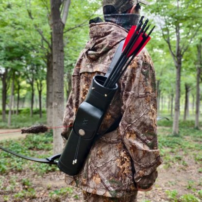 Leather Archery Back Quiver Arrow Holder for Hunting