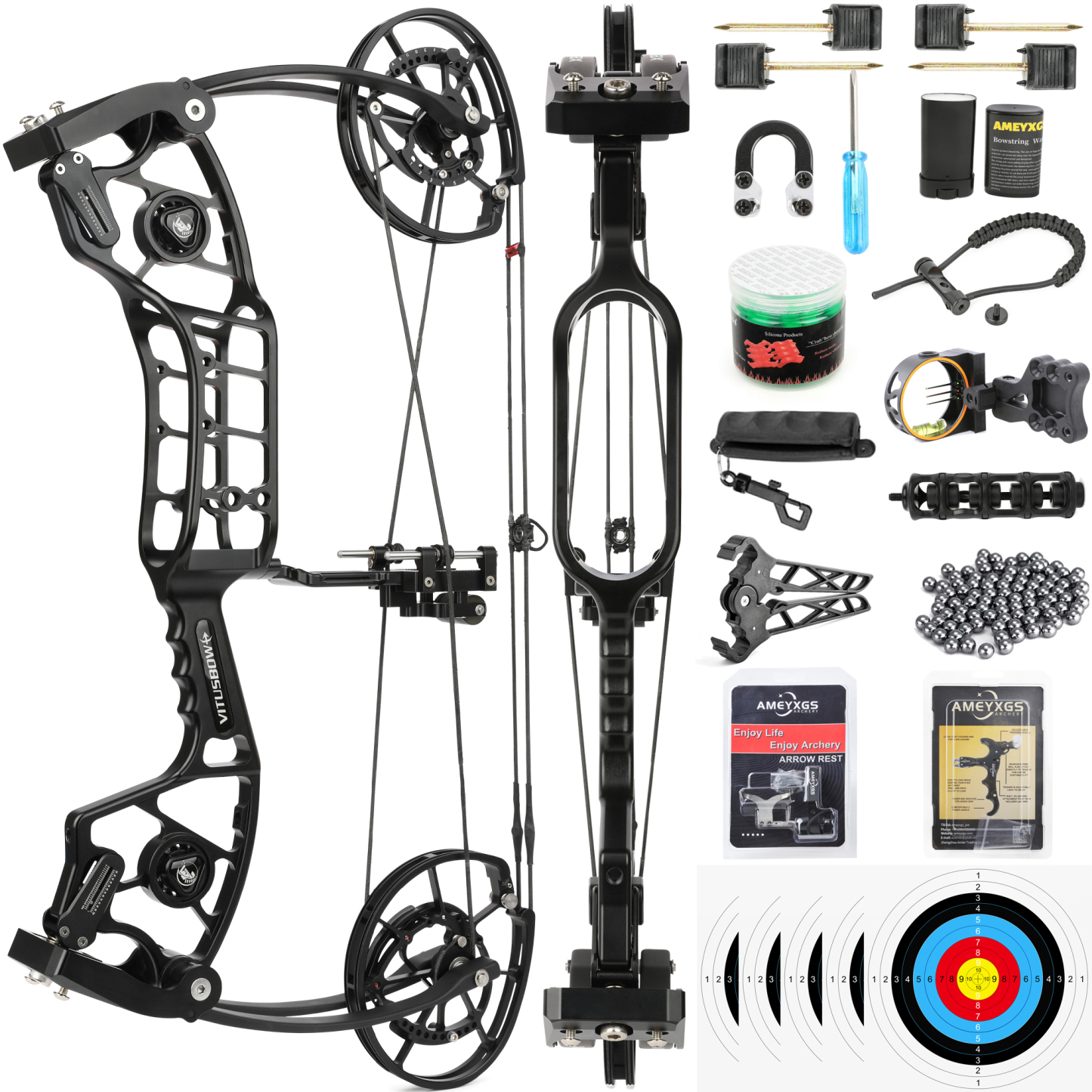 Dual Purpose Bow Set Archery Steel Ball Outdoor Hunting