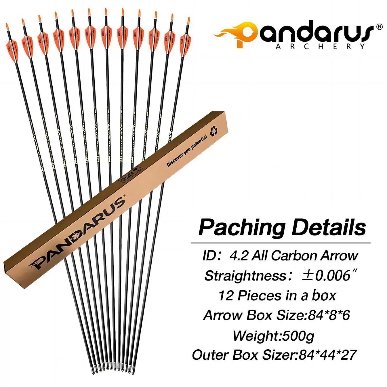 PANDARUS ALPHA-XT Series Pure Carbon 4.2mm Arrows SP300-1500