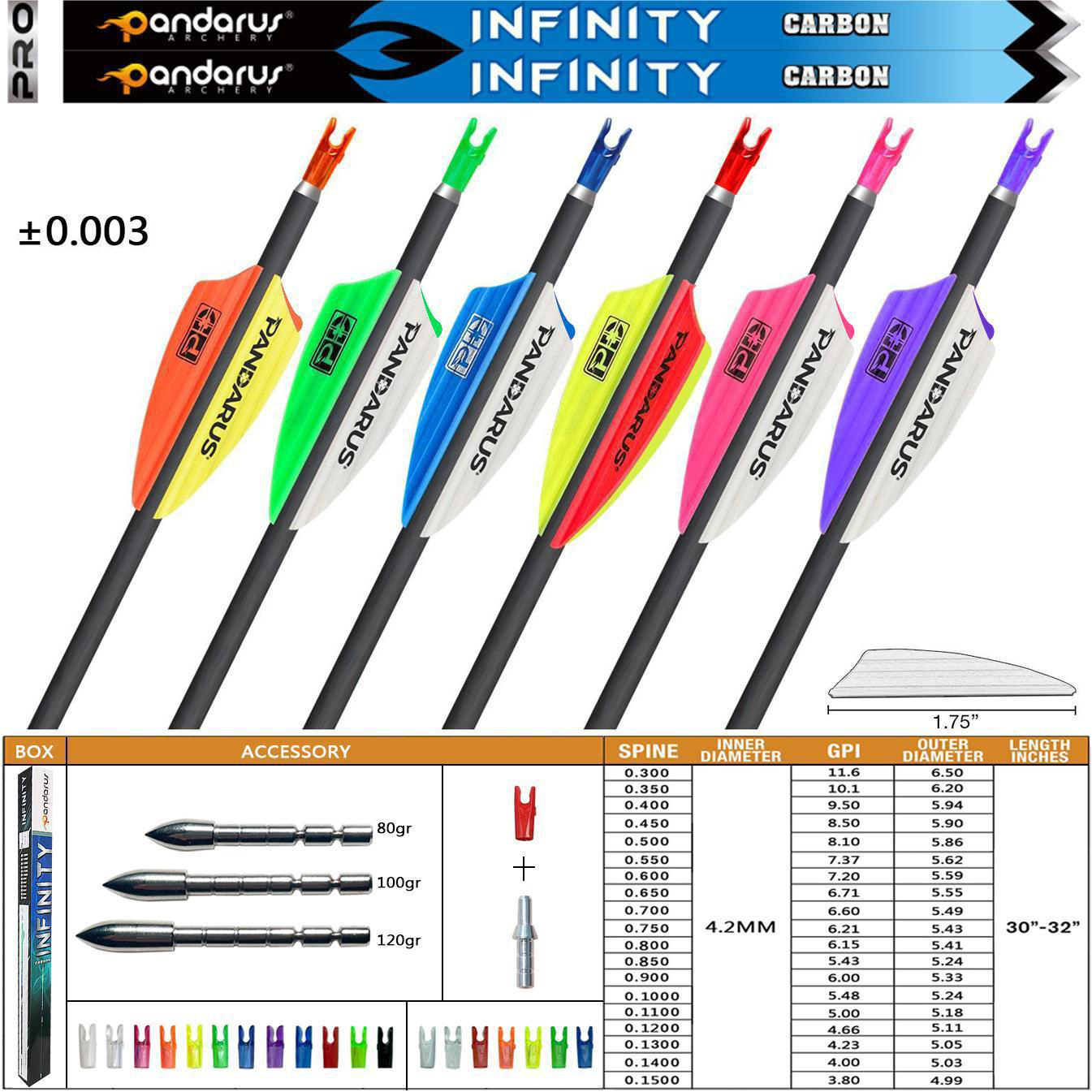 PANDARUS INFINITY 30" Pure Carbon Target Arrow Competition-12pcs/Box
