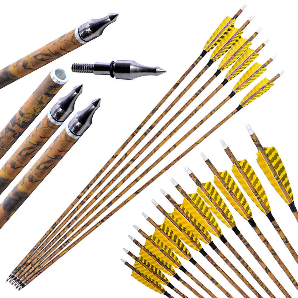 12x Carbon Arrow 30'' Archery Practice Hunting for Recurve Compound Bows-AMEYXGS Archery