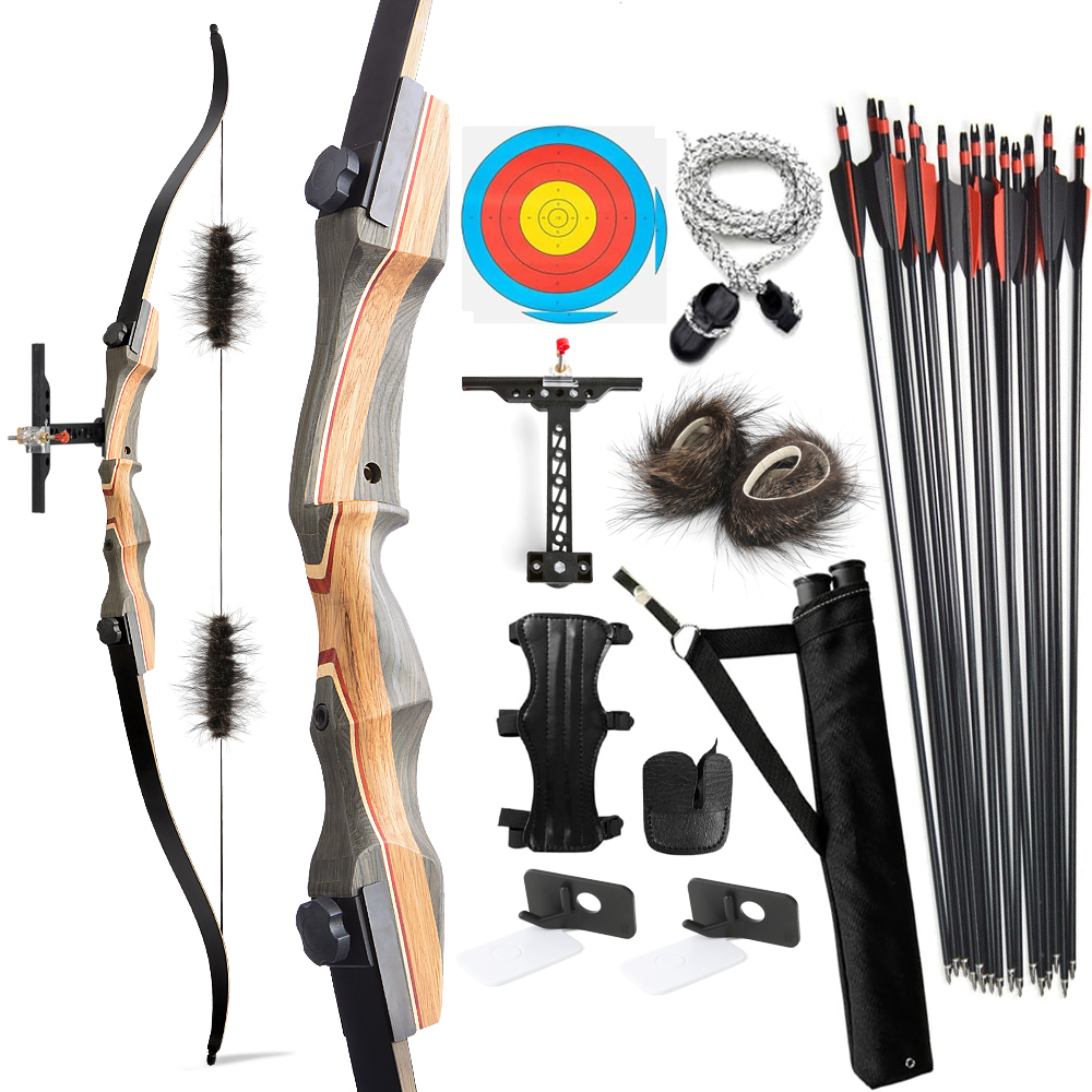 Professional Recurve Bow and Arrow Set Aldults Archery Hunting Bow,  Right Hand (30-50lbs)