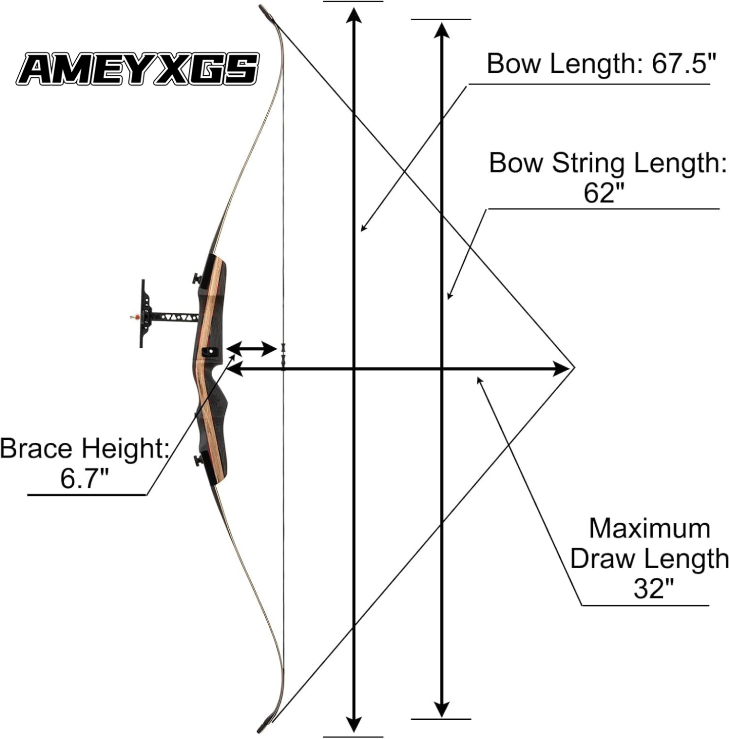 Professional Recurve Bow and Arrow Set Aldults Archery Hunting Bow, Right Hand (30-50lbs)