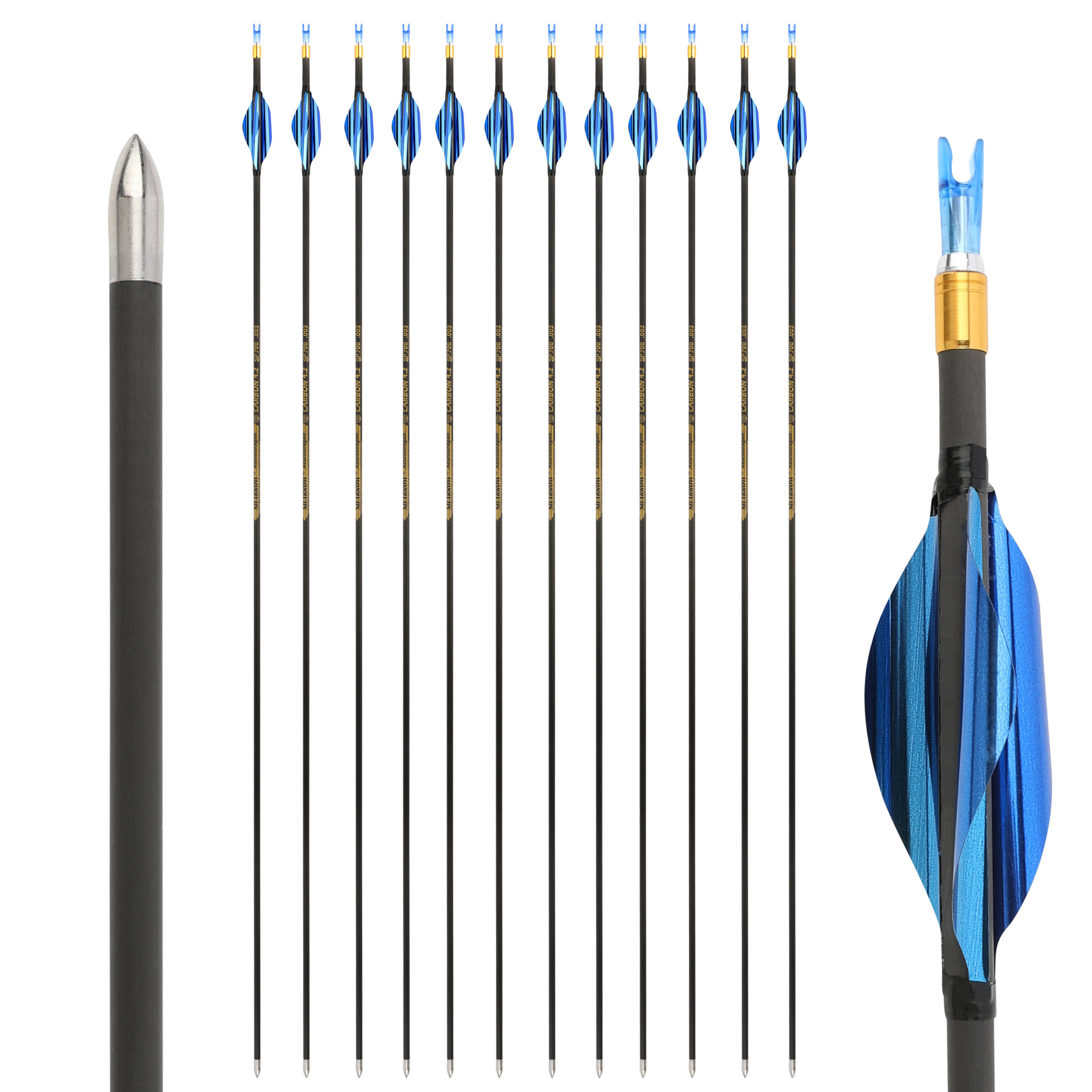 🎯AMEYXGS Archery Competitive 4.2mm Target Arrows Carbon Arrow Spine 700/800/900/1000