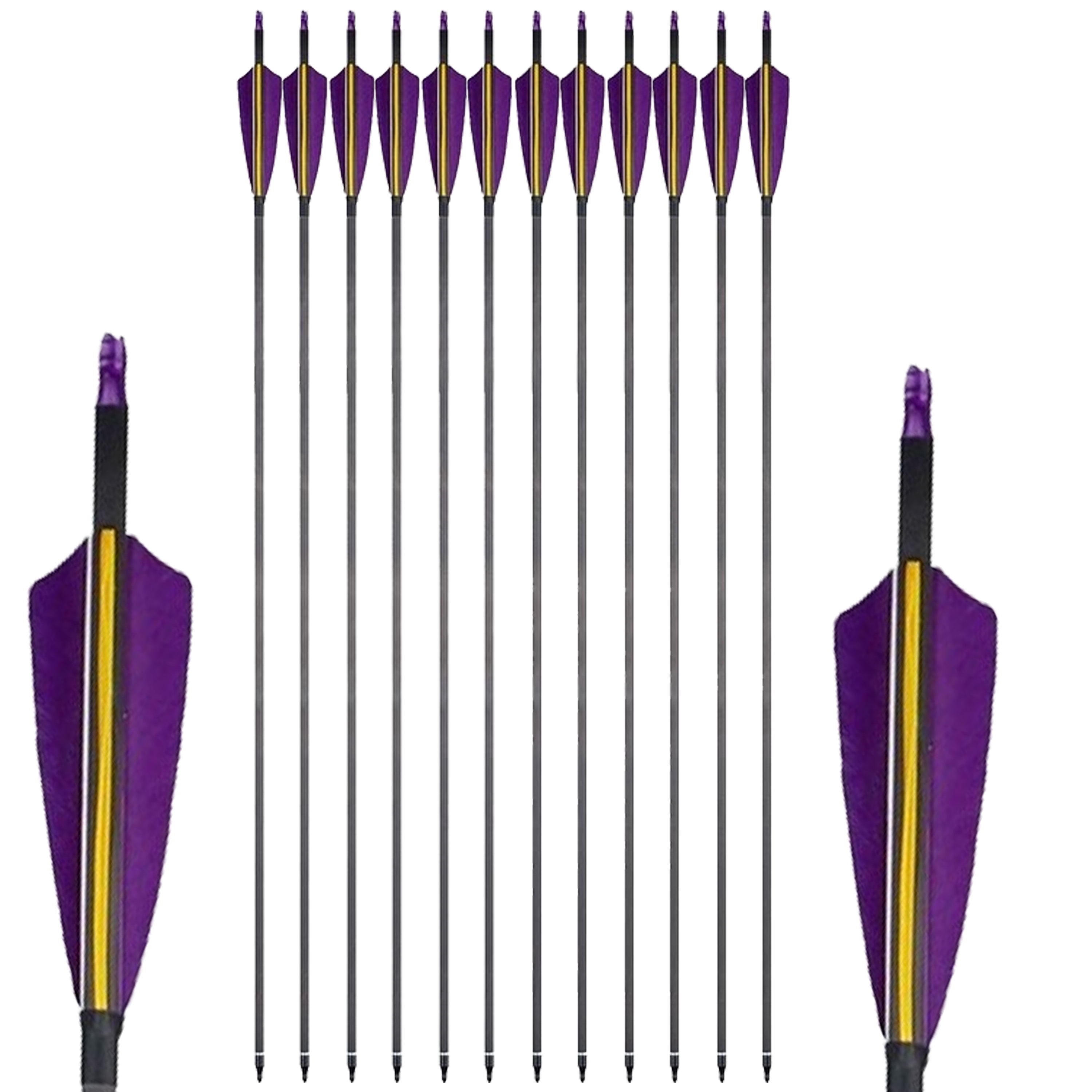 12pcs Pure Carbon Arrows Archery Spine 350 Hunting Target