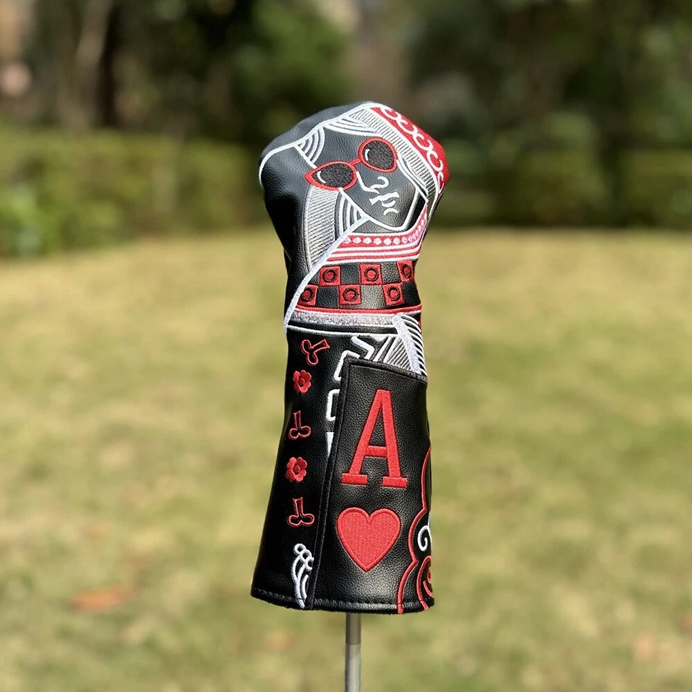 Poker King&Queen Golf  Covers Driver Fairway Woods Hybrid PU Headcovers