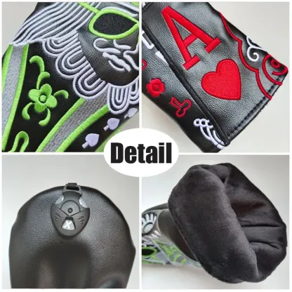 Poker King&Queen Golf  Covers Driver Fairway Woods Hybrid PU Headcovers