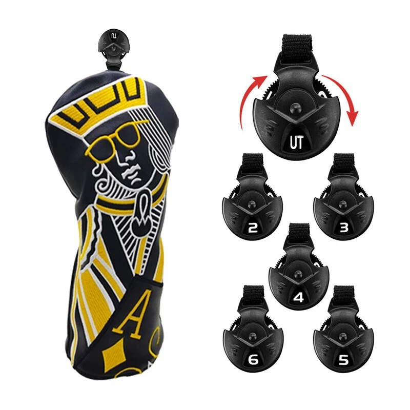 Poker King&Queen Golf  Covers Driver Fairway Woods Hybrid PU Headcovers