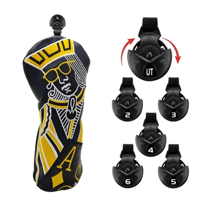 Poker King&Queen Golf  Covers Driver Fairway Woods Hybrid PU Headcovers