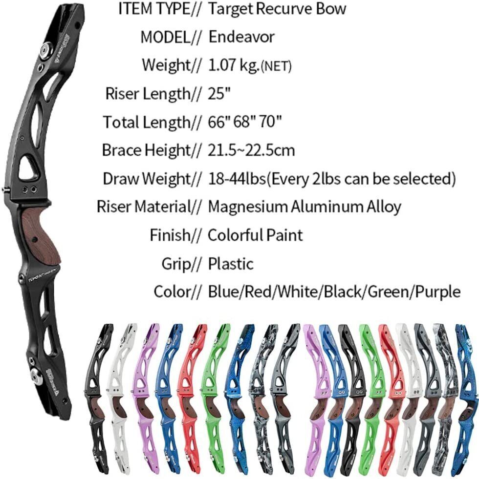 Topoint Endeavor Archery Recurve Bow Riser 25" ILF Riser With Limbs