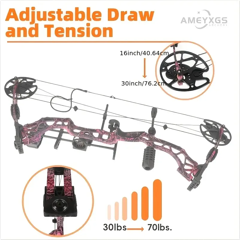 Red Camouflage Compound Bow HUnting Arrows Kit 