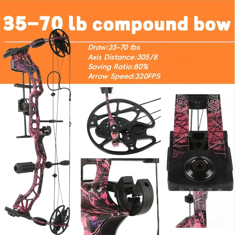 Red Camouflage Compound Bow HUnting Arrows Kit 