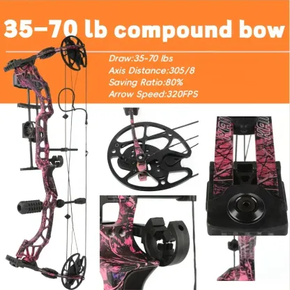 Red Camouflage Compound Bow HUnting Arrows Kit 